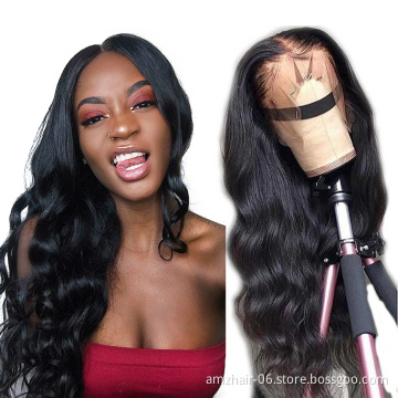 Wholesale Raw Brazilian Virgin Afro Human Hair Glueless Hd Full Lace Frontal Wig With Baby Hair Cheap Body Wave Lace Front Wig